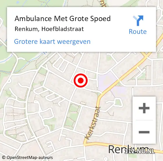 Locatie op kaart van de 112 melding: Ambulance Met Grote Spoed Naar Renkum, Hoefbladstraat op 9 mei 2022 02:01