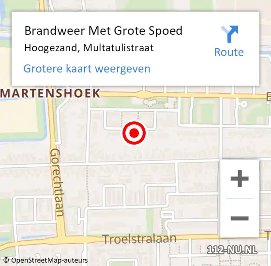 Locatie op kaart van de 112 melding: Brandweer Met Grote Spoed Naar Hoogezand, Multatulistraat op 9 mei 2022 02:43