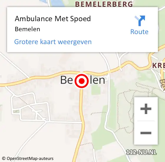 Locatie op kaart van de 112 melding: Ambulance Met Spoed Naar Bemelen op 16 juli 2014 19:26