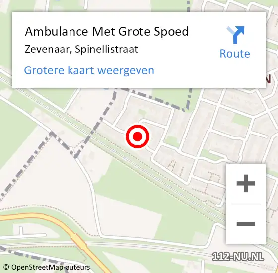 Locatie op kaart van de 112 melding: Ambulance Met Grote Spoed Naar Zevenaar, Spinellistraat op 9 mei 2022 03:37