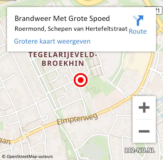 Locatie op kaart van de 112 melding: Brandweer Met Grote Spoed Naar Roermond, Schepen van Hertefeltstraat op 9 mei 2022 04:01