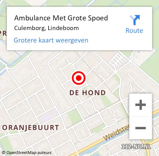 Locatie op kaart van de 112 melding: Ambulance Met Grote Spoed Naar Culemborg, Lindeboom op 9 mei 2022 04:06