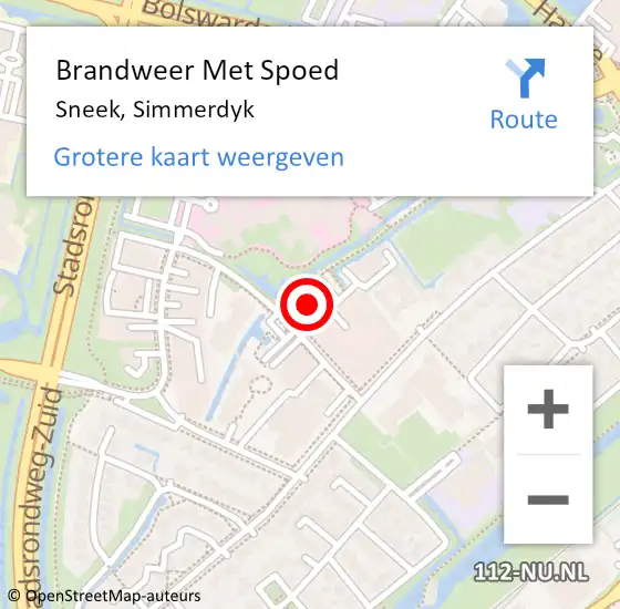 Locatie op kaart van de 112 melding: Brandweer Met Spoed Naar Sneek, Simmerdyk op 16 juli 2014 19:28