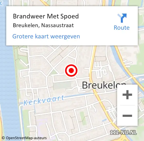 Locatie op kaart van de 112 melding: Brandweer Met Spoed Naar Breukelen, Nassaustraat op 9 mei 2022 04:20