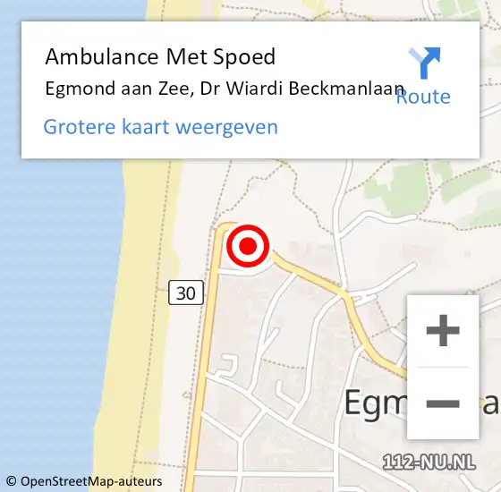 Locatie op kaart van de 112 melding: Ambulance Met Spoed Naar Egmond aan Zee, Dr Wiardi Beckmanlaan op 9 mei 2022 04:47