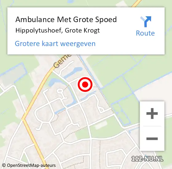 Locatie op kaart van de 112 melding: Ambulance Met Grote Spoed Naar Hippolytushoef, Grote Krogt op 9 mei 2022 06:34