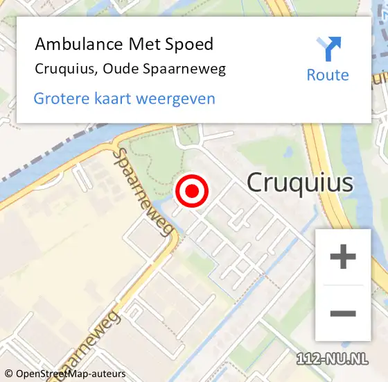 Locatie op kaart van de 112 melding: Ambulance Met Spoed Naar Cruquius, Oude Spaarneweg op 9 mei 2022 07:24