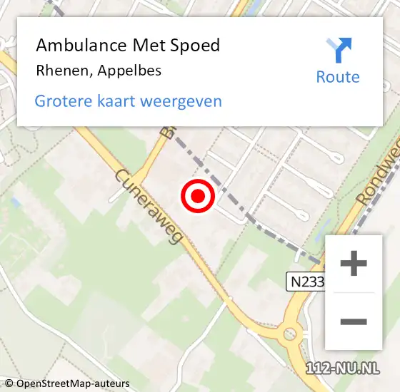 Locatie op kaart van de 112 melding: Ambulance Met Spoed Naar Rhenen, Appelbes op 9 mei 2022 07:42