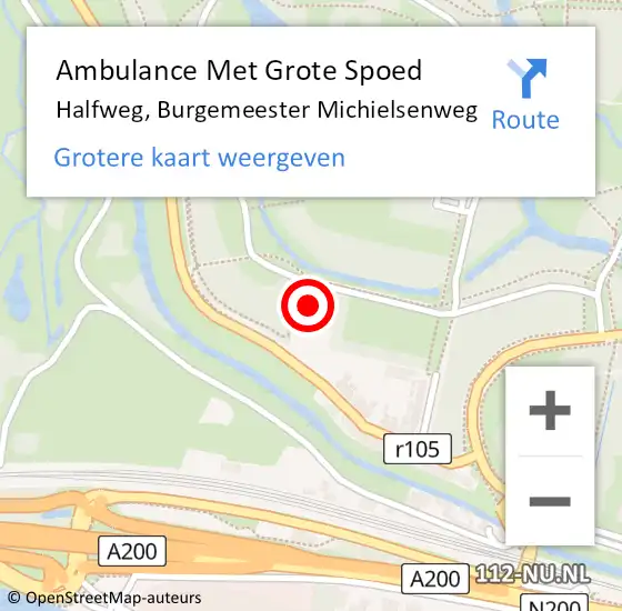 Locatie op kaart van de 112 melding: Ambulance Met Grote Spoed Naar Halfweg, Burgemeester Michielsenweg op 9 mei 2022 07:55