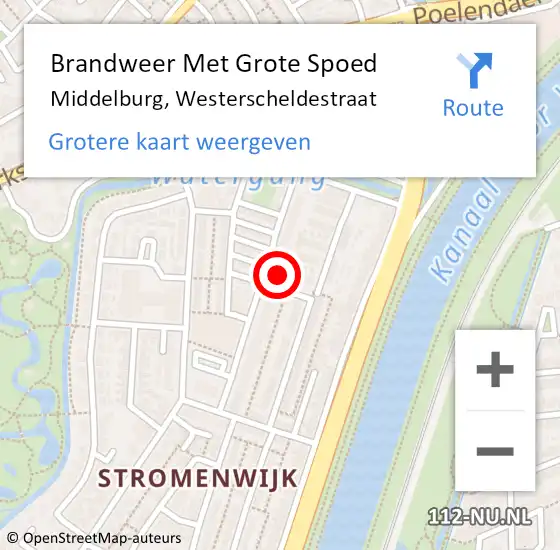 Locatie op kaart van de 112 melding: Brandweer Met Grote Spoed Naar Middelburg, Westerscheldestraat op 9 mei 2022 08:16