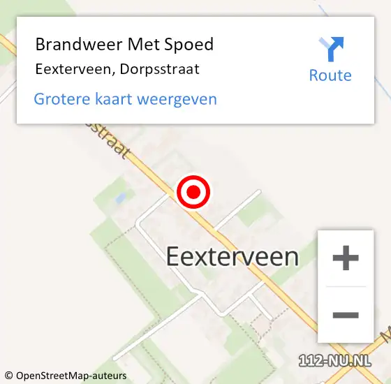 Locatie op kaart van de 112 melding: Brandweer Met Spoed Naar Eexterveen, Dorpsstraat op 16 juli 2014 19:40