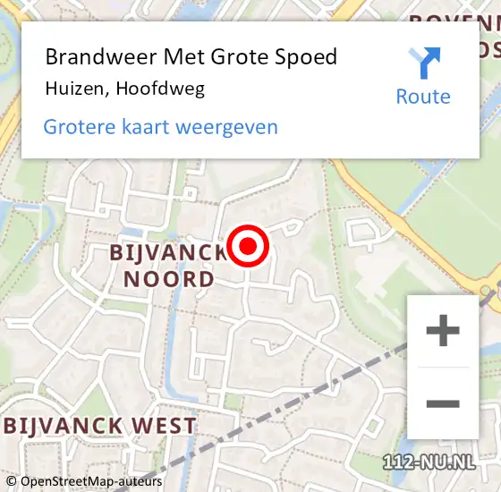 Locatie op kaart van de 112 melding: Brandweer Met Grote Spoed Naar Huizen, Hoofdweg op 9 mei 2022 09:03