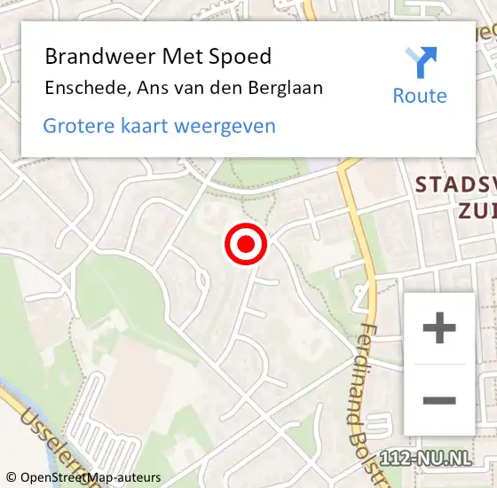 Locatie op kaart van de 112 melding: Brandweer Met Spoed Naar Enschede, Ans van den Berglaan op 9 mei 2022 09:12