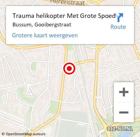 Locatie op kaart van de 112 melding: Trauma helikopter Met Grote Spoed Naar Bussum, Gooibergstraat op 9 mei 2022 09:14