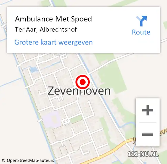 Locatie op kaart van de 112 melding: Ambulance Met Spoed Naar Ter Aar, Albrechtshof op 9 mei 2022 09:26