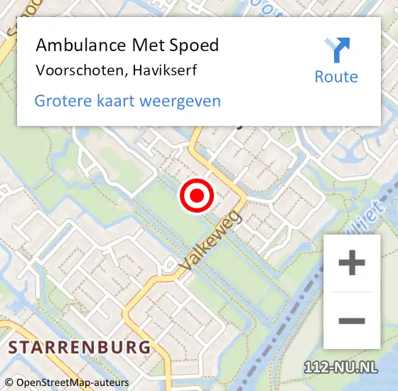 Locatie op kaart van de 112 melding: Ambulance Met Spoed Naar Voorschoten, Havikserf op 9 mei 2022 09:28