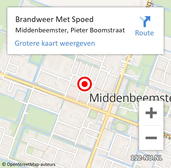 Locatie op kaart van de 112 melding: Brandweer Met Spoed Naar Middenbeemster, Pieter Boomstraat op 9 mei 2022 09:38