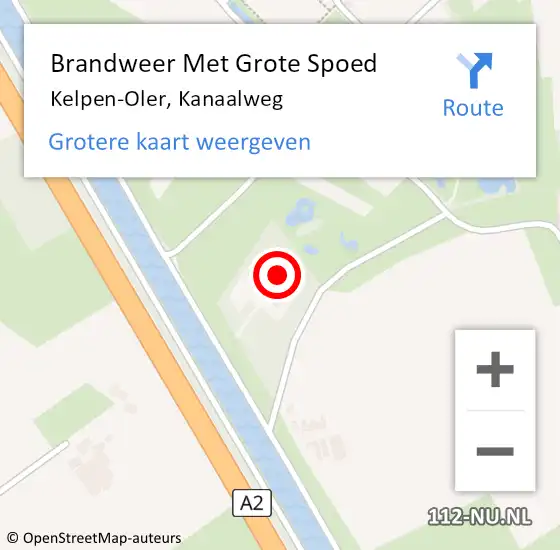 Locatie op kaart van de 112 melding: Brandweer Met Grote Spoed Naar Kelpen-Oler, Kanaalweg op 9 mei 2022 10:07