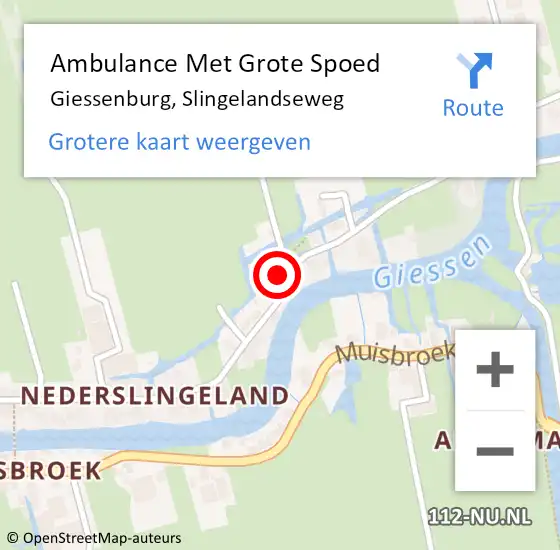 Locatie op kaart van de 112 melding: Ambulance Met Grote Spoed Naar Giessenburg, Slingelandseweg op 9 mei 2022 10:12