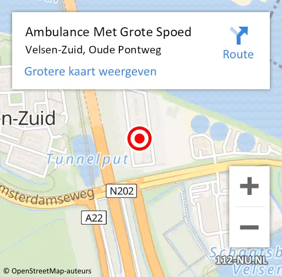 Locatie op kaart van de 112 melding: Ambulance Met Grote Spoed Naar Velsen-Zuid, Oude Pontweg op 9 mei 2022 10:21