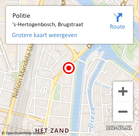 Locatie op kaart van de 112 melding: Politie 's-Hertogenbosch, Brugstraat op 9 mei 2022 10:27