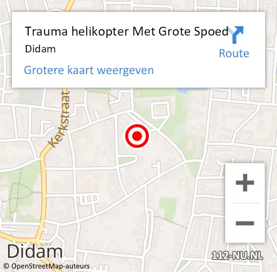 Locatie op kaart van de 112 melding: Trauma helikopter Met Grote Spoed Naar Didam op 9 mei 2022 10:35