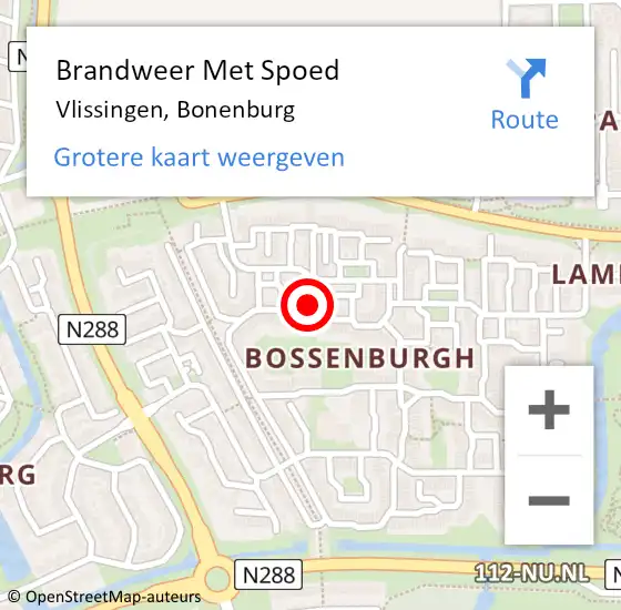 Locatie op kaart van de 112 melding: Brandweer Met Spoed Naar Vlissingen, Bonenburg op 9 mei 2022 10:39