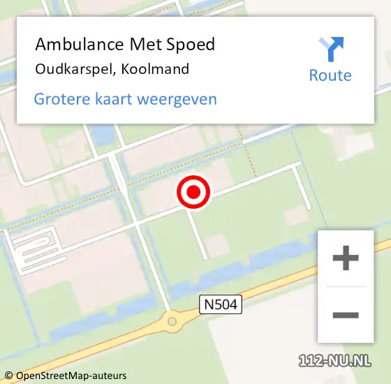 Locatie op kaart van de 112 melding: Ambulance Met Spoed Naar Oudkarspel, Koolmand op 9 mei 2022 10:49