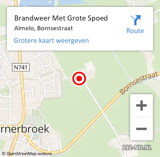 Locatie op kaart van de 112 melding: Brandweer Met Grote Spoed Naar Almelo, Bornsestraat op 9 mei 2022 10:49