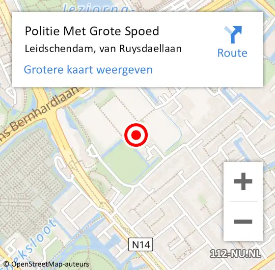 Locatie op kaart van de 112 melding: Politie Met Grote Spoed Naar Leidschendam, van Ruysdaellaan op 9 mei 2022 10:51