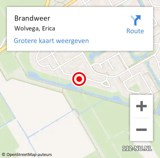 Locatie op kaart van de 112 melding: Brandweer Wolvega, Erica op 9 mei 2022 10:55