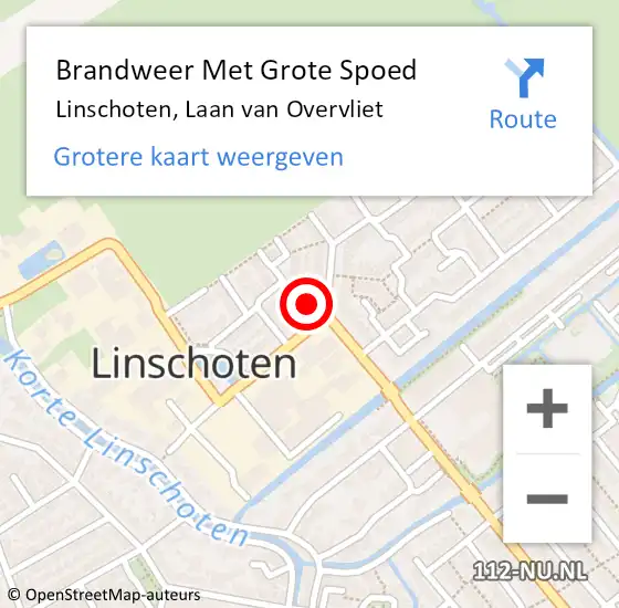 Locatie op kaart van de 112 melding: Brandweer Met Grote Spoed Naar Linschoten, Laan van Overvliet op 9 mei 2022 10:57