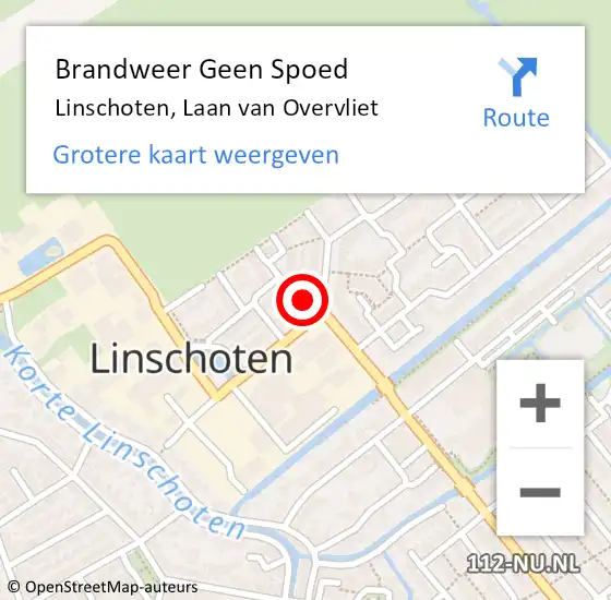 Locatie op kaart van de 112 melding: Brandweer Geen Spoed Naar Linschoten, Laan van Overvliet op 9 mei 2022 11:00