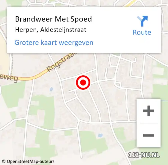 Locatie op kaart van de 112 melding: Brandweer Met Spoed Naar Herpen, Aldesteijnstraat op 9 mei 2022 11:01