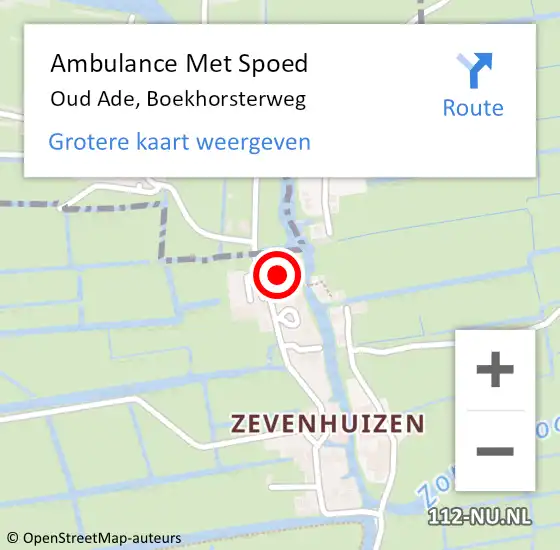 Locatie op kaart van de 112 melding: Ambulance Met Spoed Naar Oud Ade, Boekhorsterweg op 9 mei 2022 11:08