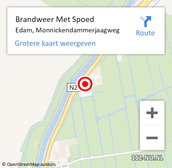 Locatie op kaart van de 112 melding: Brandweer Met Spoed Naar Edam, Monnickendammerjaagweg op 9 mei 2022 11:38