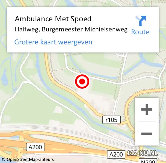 Locatie op kaart van de 112 melding: Ambulance Met Spoed Naar Halfweg, Burgemeester Michielsenweg op 9 mei 2022 11:47