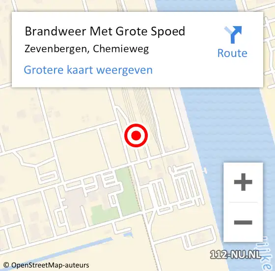 Locatie op kaart van de 112 melding: Brandweer Met Grote Spoed Naar Zevenbergen, Chemieweg op 9 mei 2022 12:03