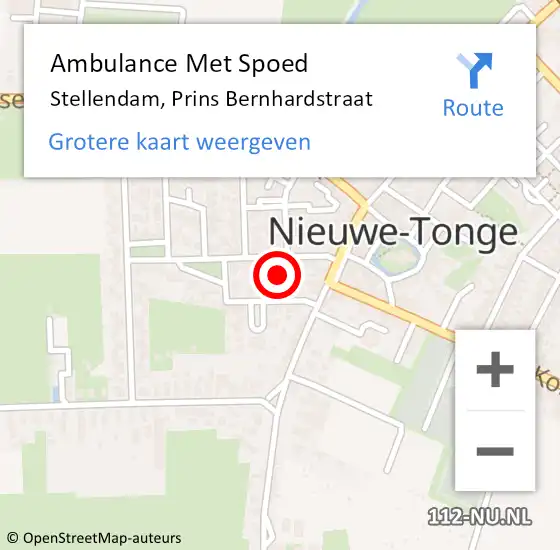 Locatie op kaart van de 112 melding: Ambulance Met Spoed Naar Stellendam, Prins Bernhardstraat op 9 mei 2022 12:03