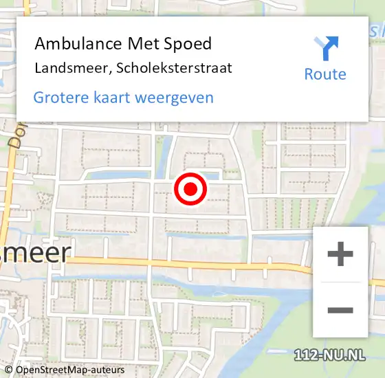 Locatie op kaart van de 112 melding: Ambulance Met Spoed Naar Landsmeer, Scholeksterstraat op 9 mei 2022 12:12