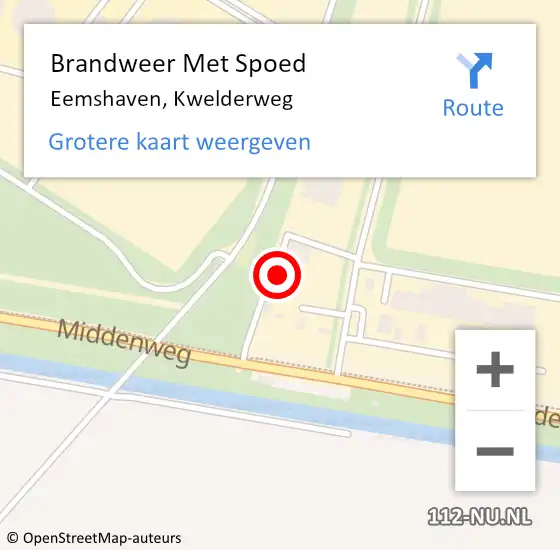 Locatie op kaart van de 112 melding: Brandweer Met Spoed Naar Eemshaven, Kwelderweg op 9 mei 2022 12:16