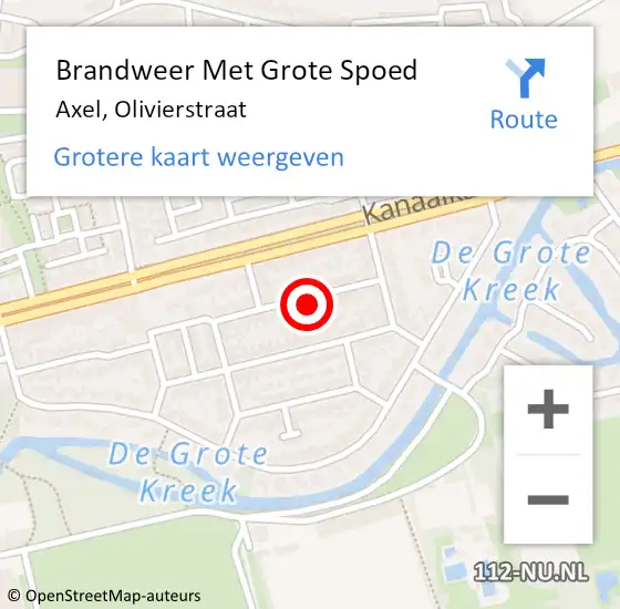 Locatie op kaart van de 112 melding: Brandweer Met Grote Spoed Naar Axel, Olivierstraat op 9 mei 2022 12:25