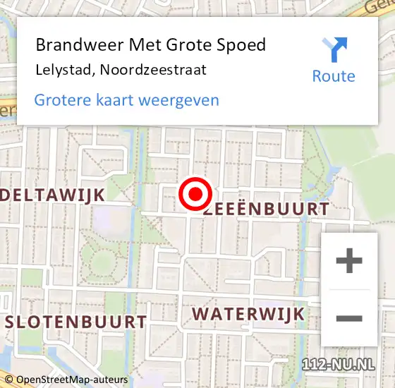 Locatie op kaart van de 112 melding: Brandweer Met Grote Spoed Naar Lelystad, Noordzeestraat op 9 mei 2022 12:25