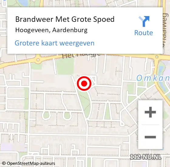 Locatie op kaart van de 112 melding: Brandweer Met Grote Spoed Naar Hoogeveen, Aardenburg op 9 mei 2022 12:32