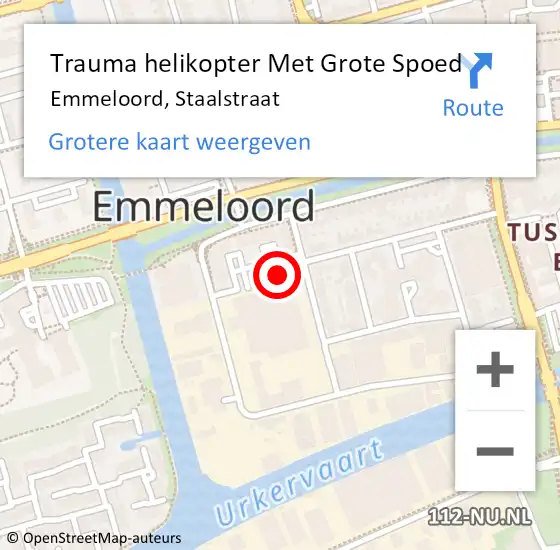 Locatie op kaart van de 112 melding: Trauma helikopter Met Grote Spoed Naar Emmeloord, Staalstraat op 9 mei 2022 12:50