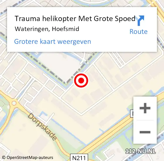 Locatie op kaart van de 112 melding: Trauma helikopter Met Grote Spoed Naar Wateringen, Hoefsmid op 9 mei 2022 12:52