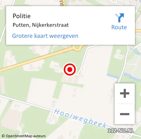 Locatie op kaart van de 112 melding: Politie Putten, Nijkerkerstraat op 9 mei 2022 12:54