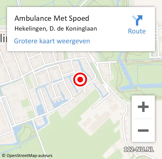 Locatie op kaart van de 112 melding: Ambulance Met Spoed Naar Hekelingen, D. de Koninglaan op 9 mei 2022 13:07