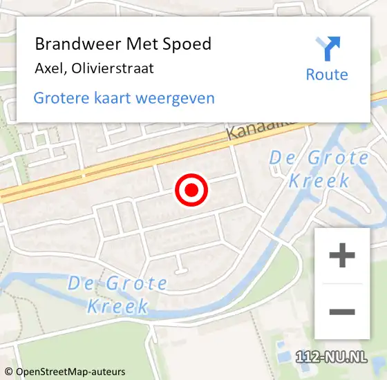 Locatie op kaart van de 112 melding: Brandweer Met Spoed Naar Axel, Olivierstraat op 9 mei 2022 13:08