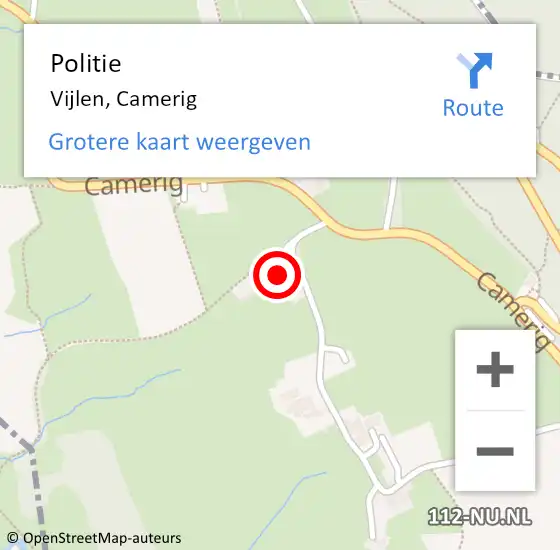 Locatie op kaart van de 112 melding: Politie Vijlen, Camerig op 9 mei 2022 13:18